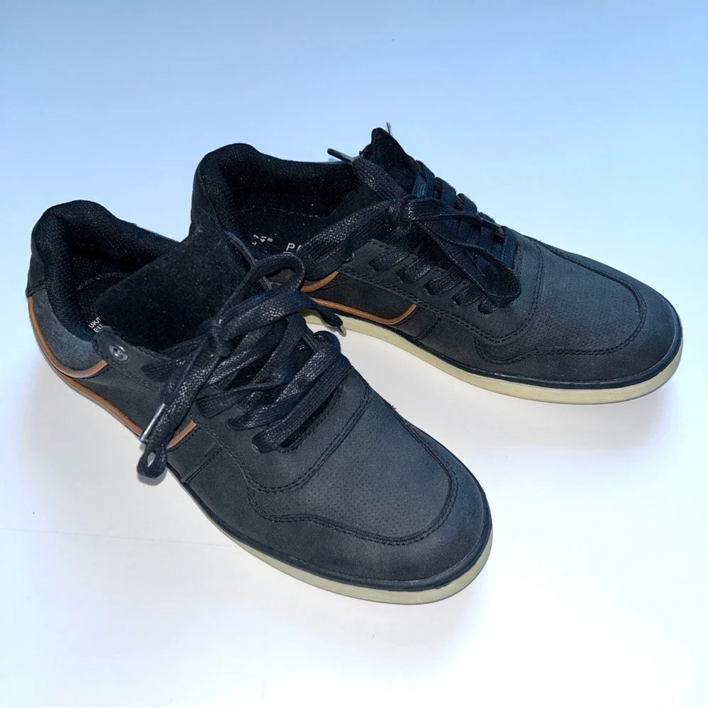Primark Man Black Tan Sneakers Shoes‎ New Sz. 8